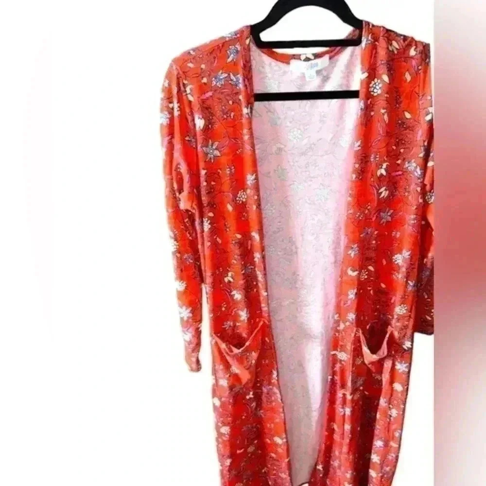 Lularoe large‎ orange sweater Sarah duster cardigan . NWT